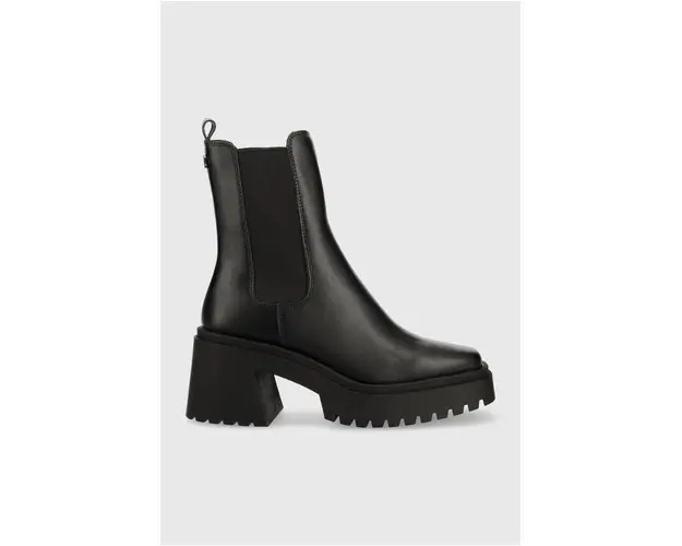 Steve Madden ghete chelsea de piele Parkway femei, culoarea negru, cu toc drept