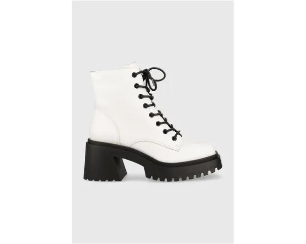 Steve Madden cizme de piele Freeport femei, culoarea alb, cu toc drept