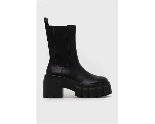 Steve Madden ghete chelsea de piele Ballistic femei, culoarea negru, cu toc drept