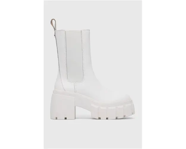 Steve Madden ghete chelsea de piele Ballistic femei, culoarea alb, cu toc drept