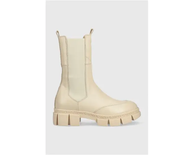 Karl Lagerfeld ghete chelsea de piele Aria femei, culoarea bej, cu platforma