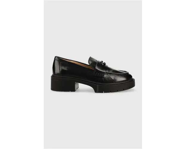 Coach mocasini de piele Leah Loafer Leah femei, culoarea negru, cu platforma CB990