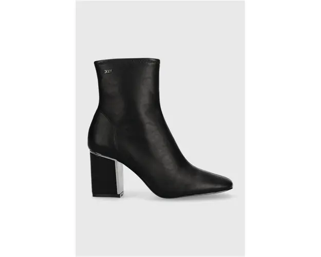 Dkny botine Cavale femei, culoarea negru, cu toc drept