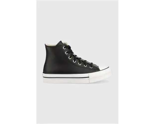 Converse tenisi de piele pentru copii Chuck Taylor All Star Eva Lift culoarea negru