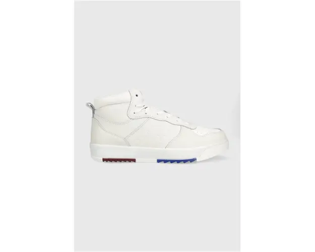 Tommy Jeans sneakers din piele Leather Basket Midcut culoarea alb