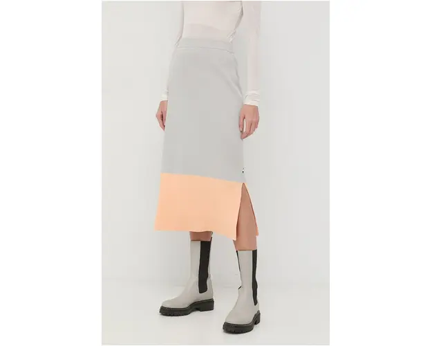 BOSS fusta culoarea gri, midi, creion