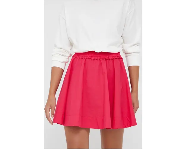 Sisley fusta din bumbac culoarea roz, mini, evazati