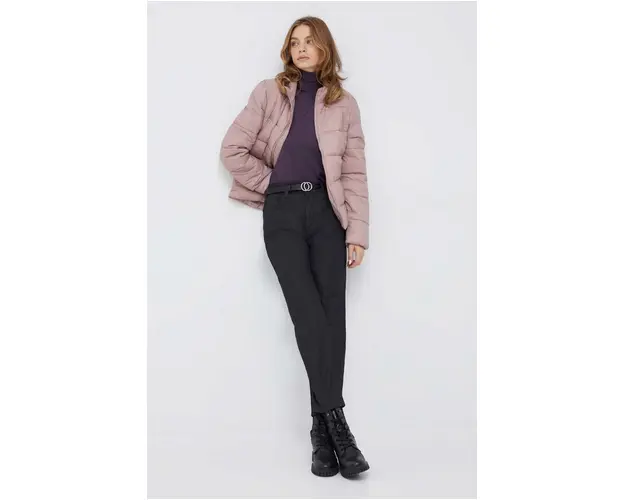 Sisley pantaloni femei, culoarea negru, drept, high waist