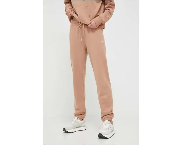 Dkny pantaloni de trening culoarea maro, neted
