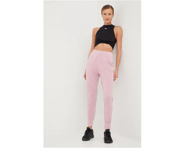 Reebok Classic pantaloni de trening femei, culoarea roz, neted