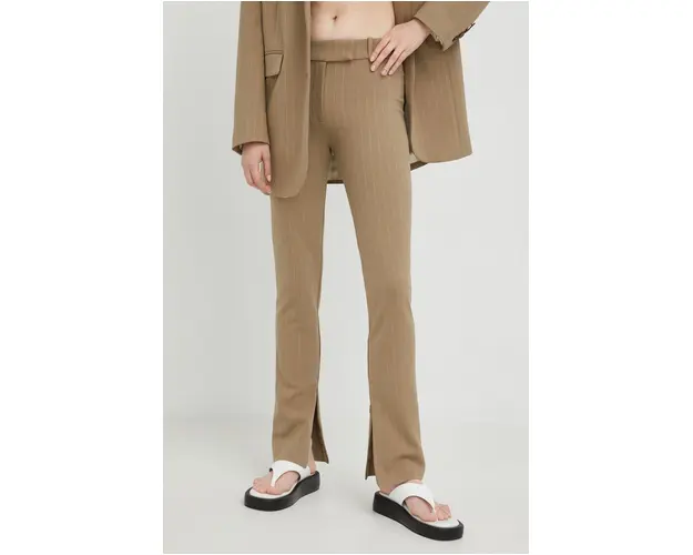 Samsoe Samsoe pantaloni femei, culoarea bej, mulata, high waist