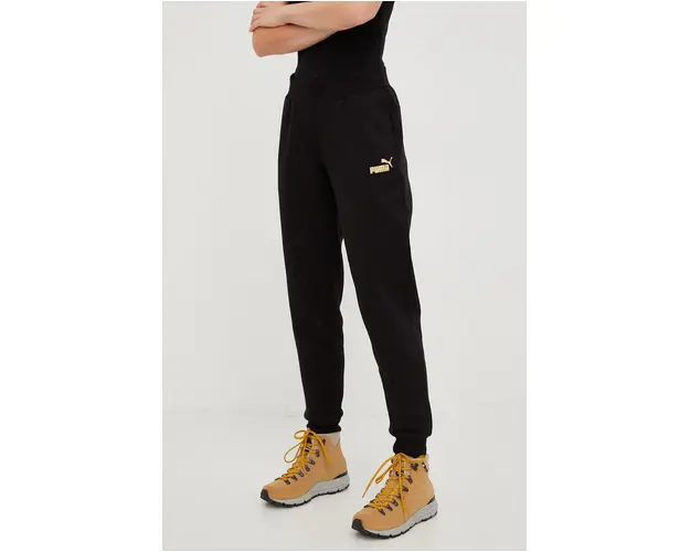 Puma pantaloni de trening femei, culoarea negru, neted