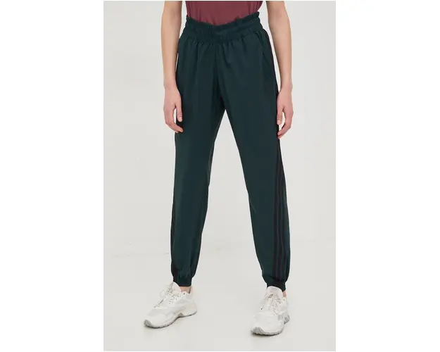 adidas Performance pantaloni de antrenament Trainicons femei, culoarea verde, cu imprimeu