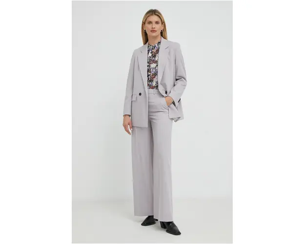 Drykorn pantaloni Grove femei, culoarea violet, lat, high waist