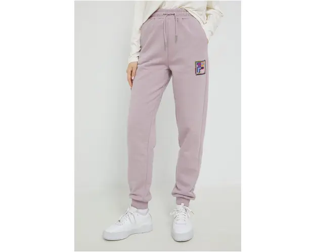 Fila pantaloni femei, culoarea roz, neted
