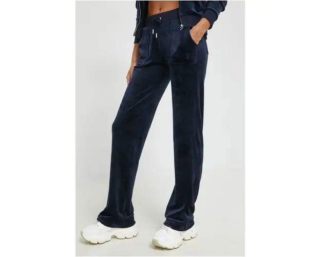 Juicy Couture pantaloni de trening femei, culoarea albastru marin, neted