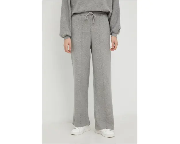American Vintage pantaloni de trening femei, culoarea gri, melanj