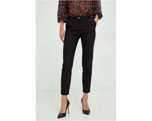 Morgan pantaloni femei, culoarea negru, drept, medium waist