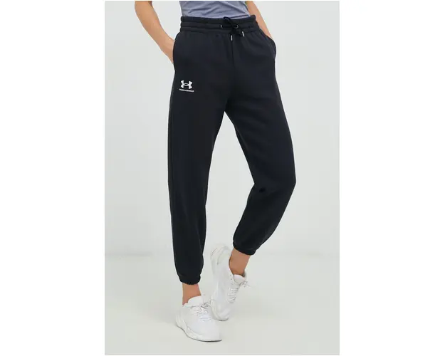 Under Armour pantaloni de trening femei, culoarea negru, neted