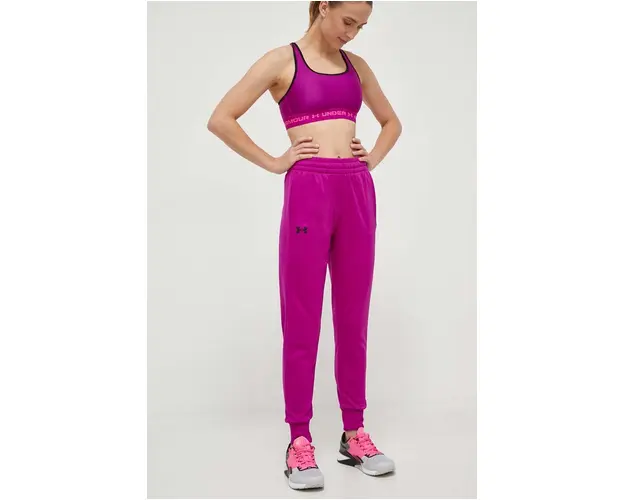 Under Armour pantaloni de trening Armour Fleece culoarea roz, neted
