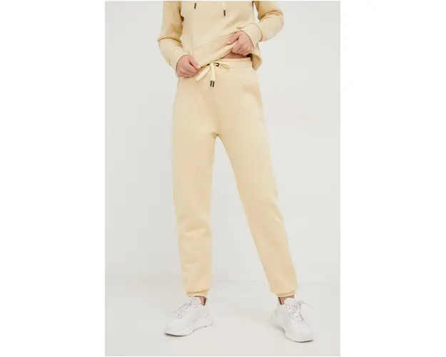 Peak Performance pantaloni de trening femei, culoarea bej, neted