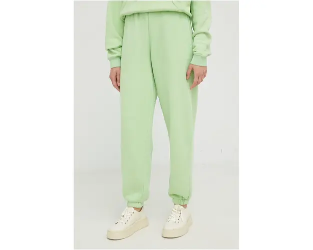 American Vintage pantaloni de trening femei, culoarea turcoaz, neted