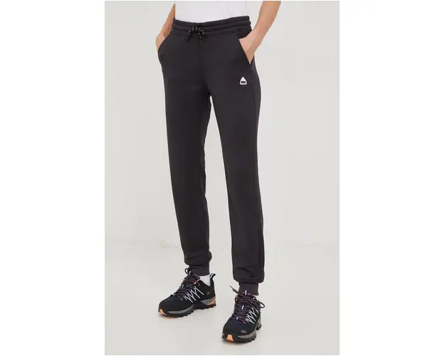 Burton pantaloni de trening femei, culoarea gri, neted