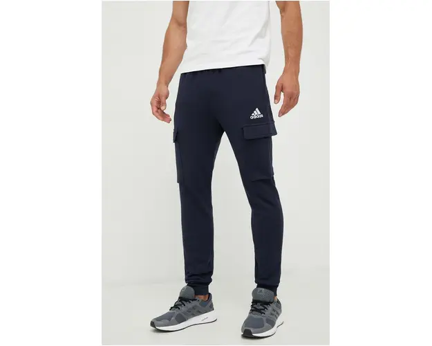 adidas pantaloni de trening barbati, culoarea albastru marin, neted
