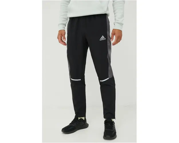 adidas Performance pantaloni de trening barbati, culoarea negru, cu imprimeu