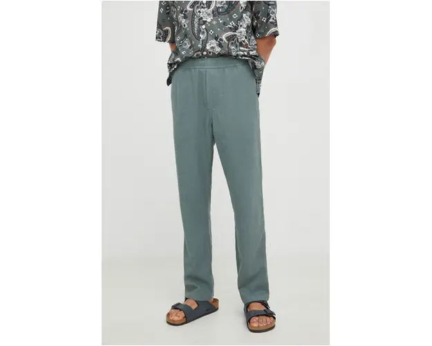 Samsoe Samsoe pantaloni barbati, culoarea verde, drept