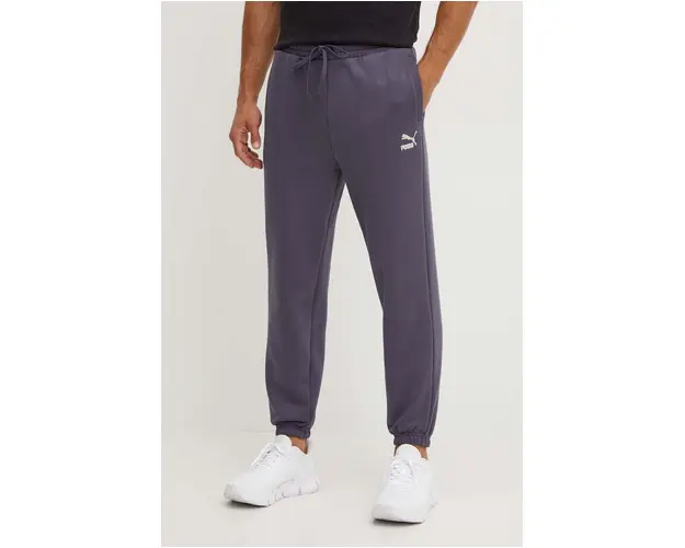 Puma pantaloni de trening barbati, culoarea gri, neted