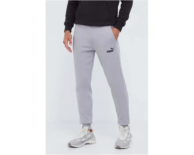 Puma pantaloni de trening barbati, culoarea gri, uni 586715