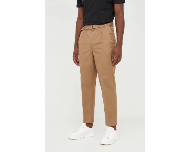 Michael Kors pantaloni barbati, culoarea maro, drept