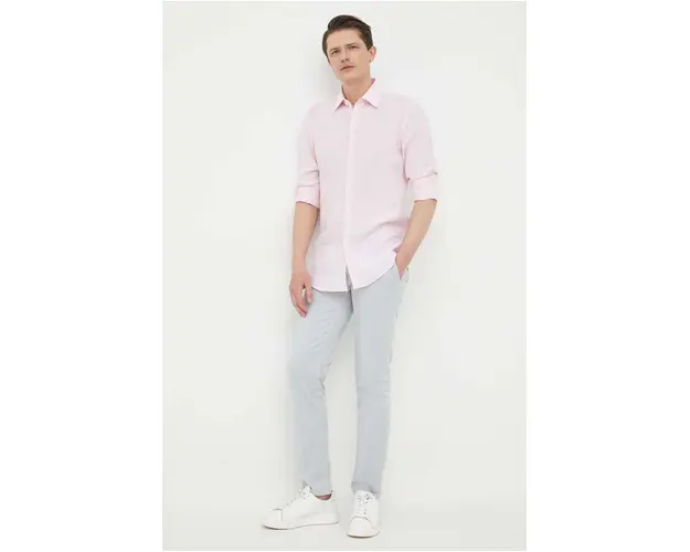 BOSS pantaloni CASUAL barbati, culoarea gri, cu fason chinos 50470813