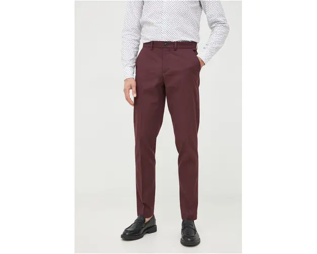 Sisley pantaloni barbati, culoarea bordo, mulata