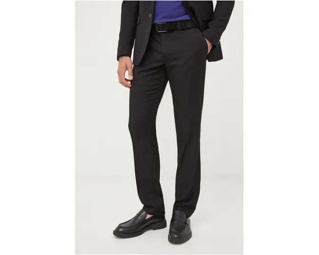 Sisley pantaloni barbati, culoarea negru, drept