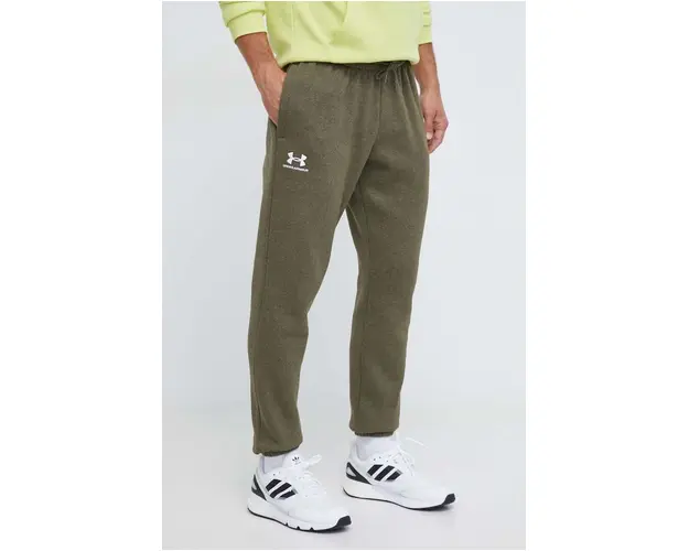Under Armour pantaloni de trening culoarea verde, neted
