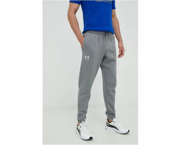 Under Armour pantaloni de trening barbati, culoarea gri, neted