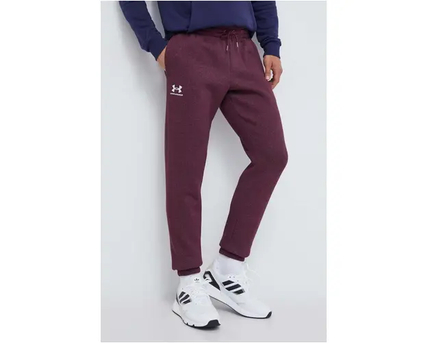 Under Armour pantaloni de trening culoarea bordo, neted