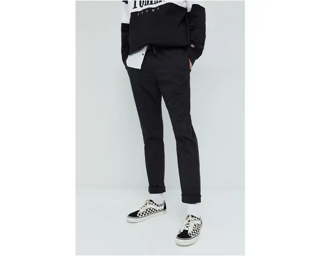 Hollister Co. pantaloni barbati, culoarea negru, drept