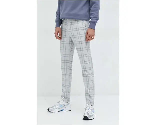 Hollister Co. pantaloni barbati, culoarea gri, cu fason chinos