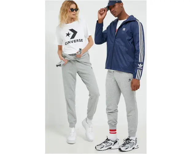 Converse pantaloni de trening culoarea gri, cu imprimeu 10023873.A02-VINTAGEGRE