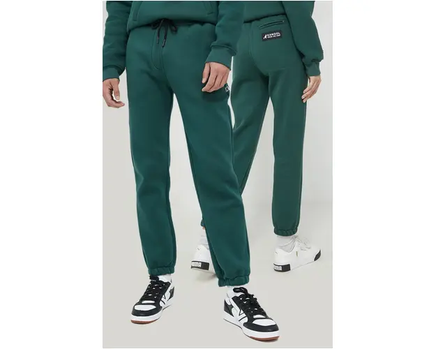 Kangol pantaloni de trening unisex, culoarea verde, neted