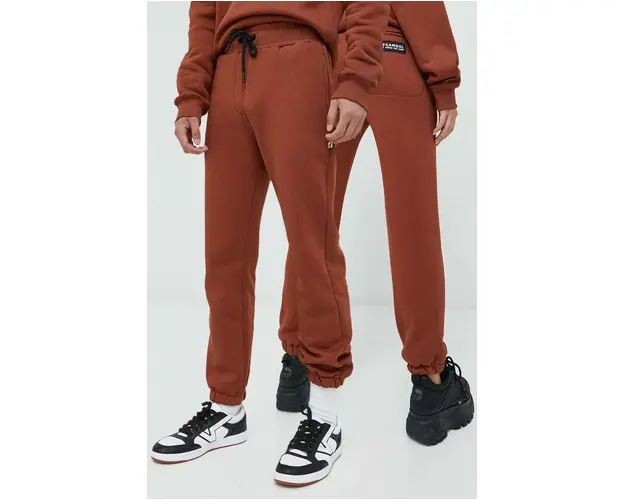 Kangol pantaloni de trening unisex, culoarea maro, neted