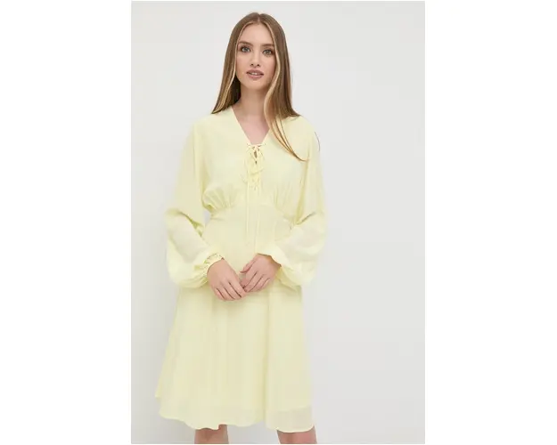 Ivy Oak rochie culoarea galben, mini, evazati