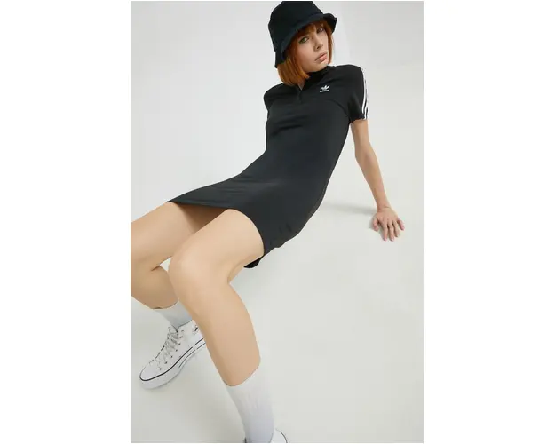 adidas Originals rochie culoarea negru, mini, mulata