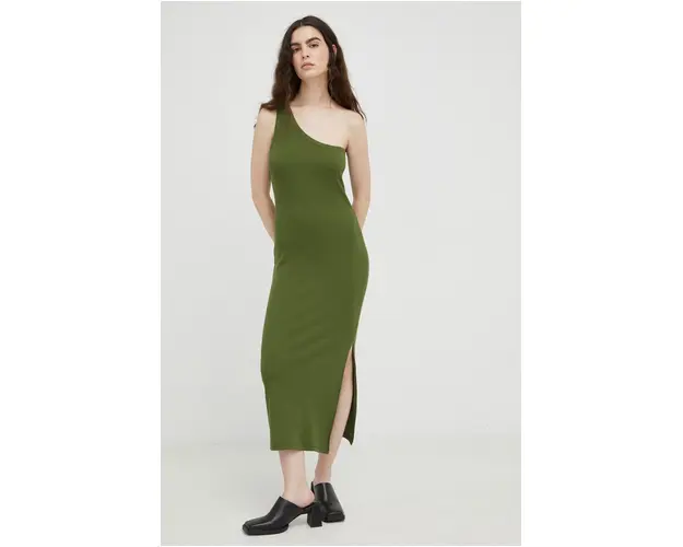 Gestuz rochie culoarea verde, midi, drept