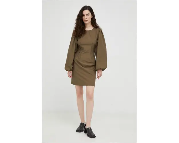 Gestuz rochie culoarea maro, mini, mulata