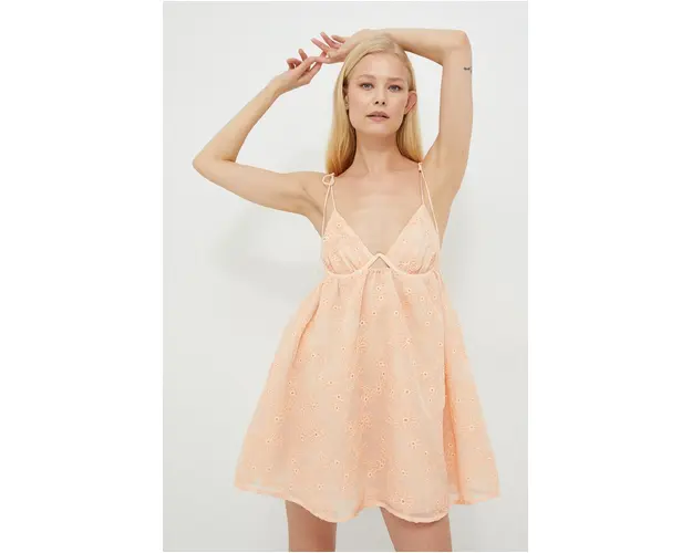 For Love & Lemons rochie culoarea portocaliu, mini, evazati