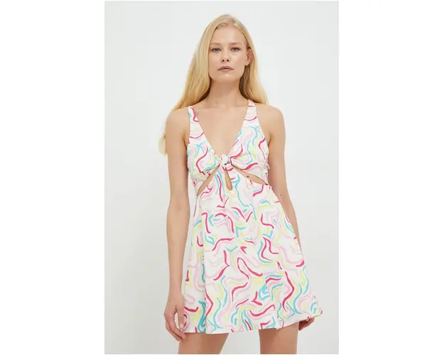 For Love & Lemons rochie culoarea alb, mini, evazati